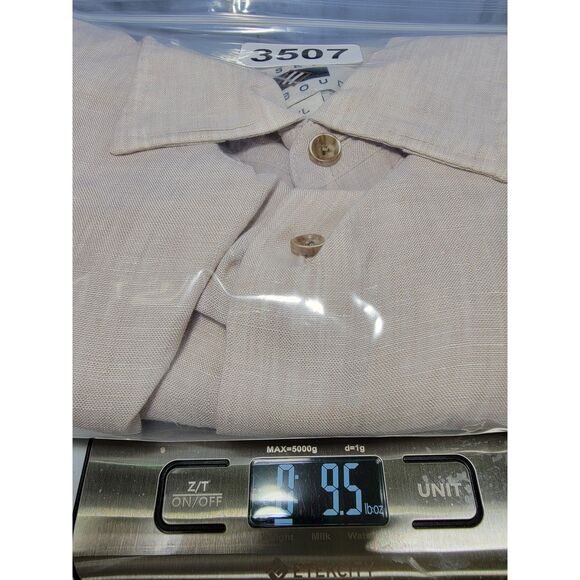 Joseph Abboud Men's Beige 100% Linen Long Sleeve Button Shirt - XL - Picture 7 of 7